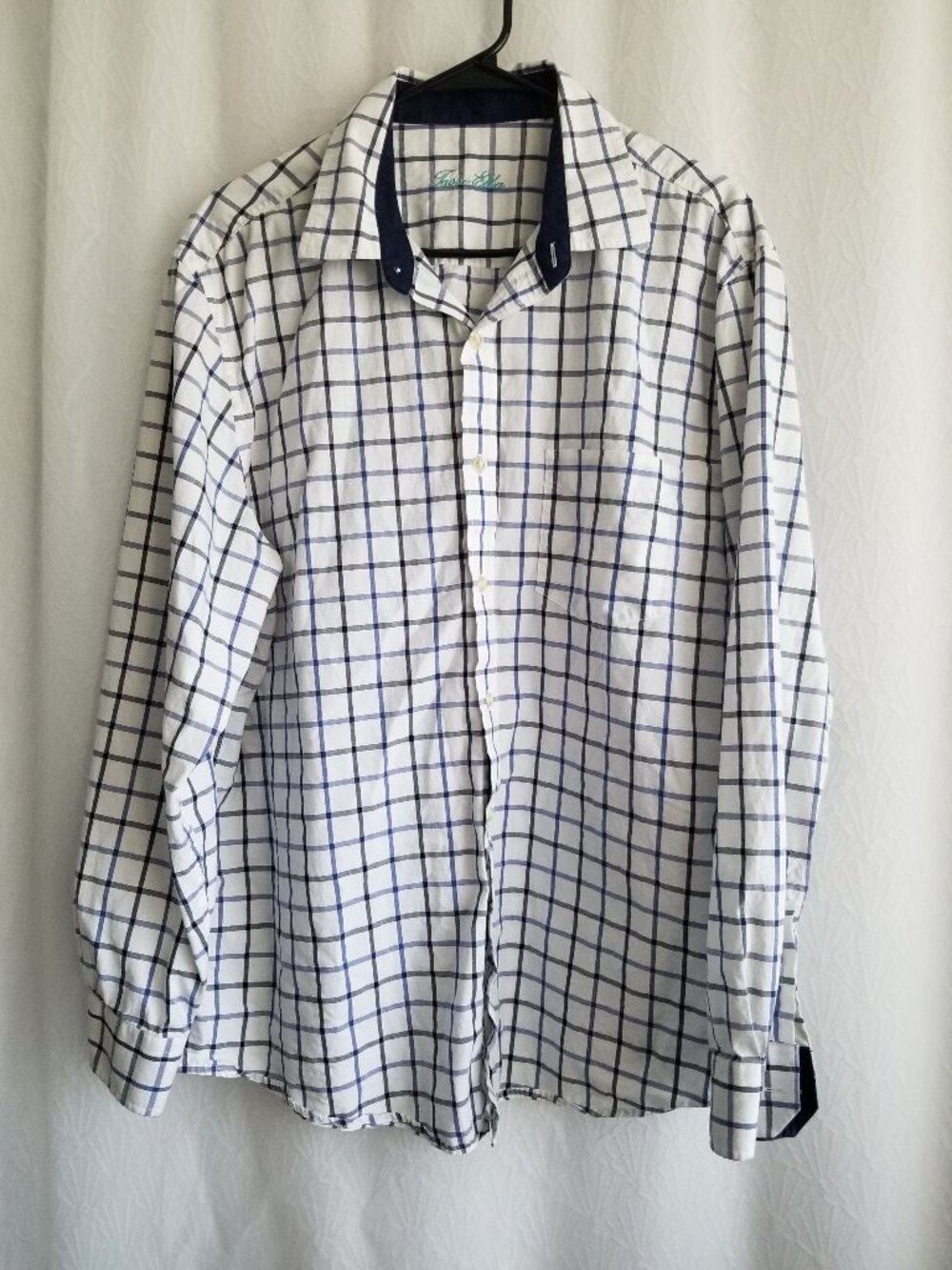 Tasso Elbo Classic Blue White Check Button Down Shirt XL